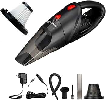 Amazon Basics Cordless Vacuum Cleaner for Car & Home | Powerful Suction | Dual Mode, 7600mAh Rechargeable Battery & 12V DC Car Port | High Power Portable Lightweight Wireless Vacuum | Black