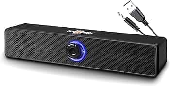 Pick Ur Needs 10W Soundbar Speaker for TV, PC & Laptop | 2.0 Multimedia Speaker AUX, USB Desktop Sound Bar with Deep Bass