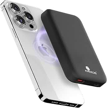 Kratos Magsafe Wireless Power Bank 10000mAh, 22.5W Fast Charging with 15W Wireless Output, Strong Magnetic Hold, USB Type-C, Compatible with iPhone 12 & Above, Android Qi Devices (Black)