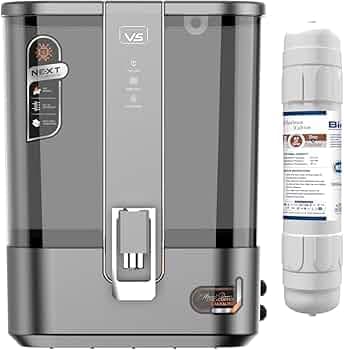 Aqua V5 Zinc Copper Alkaline RO Water Purifier | 10 Liter Storage | RO + UV + UF + Zinc + Copper + Alkaline + TDS Control | 3000 TDS | Best For Home and Office (Mirror Black) (Grey)