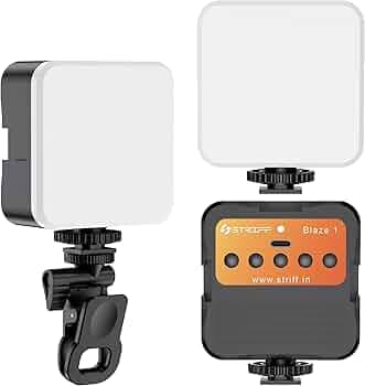 STRIFF Blaze-1 LED Video Light for Phone, Camera, Laptop, Meeting, Photography, and Lighting, with Clip & Type C, Dimmable & Rechargeable for Selfie Stick Tripod, 2000mAh, 4.5W