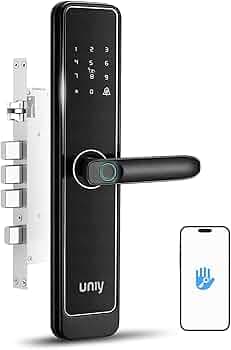 UNIY® UY720 Smart Digital Door Lock (Bluetooth) Complete App Management Fingerprint-PIN-OTP-RFID-Card & Manual Key|Child Lock| 5 Strong Bolt Mortise|Suitable for 35 mm Wooden Door