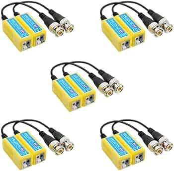 COOLCOLD Video Balun | 8MP (Pack of 5), 4K Passive HD BNC Video Balun Transceiver Transmitter Via Rj45 Cable AHD/TVI/CVI/CVBS for Full HD CCTV DVR Security Surveillance Camera System (Yellow, 5 Pair)