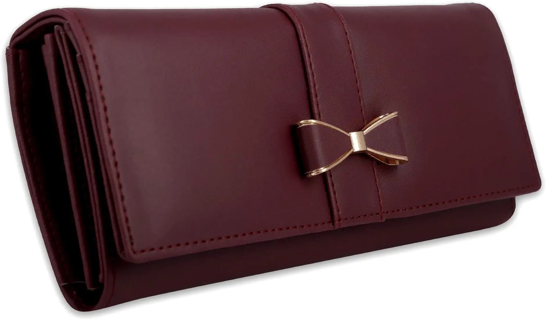 ALSU Women's Maroon Faux Leather Hand Wallet Clutch Trendy | 6 Card Slots | Phone Pocket (shd-004mar)