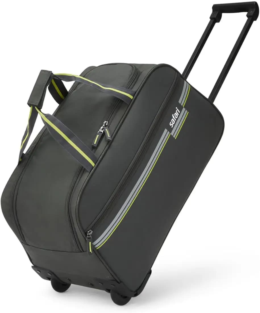 Safari Polyester in-Line Skate Sprinter Cabin Size Duffle Trolley Bag, Soft Carry-On Luggage, 2 Wheel Travel Duffle Bag for Men & Women, 5 Years Warranty, Grey, 55Cm