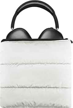 Geekria NOVA Headphones Puffy Pouch, Compatible with Apple AirPods Max 2, AirPods Max Case, Headset Carrying Bag, Soft Travel Pouch Case for Over-Ear Headphones (White)