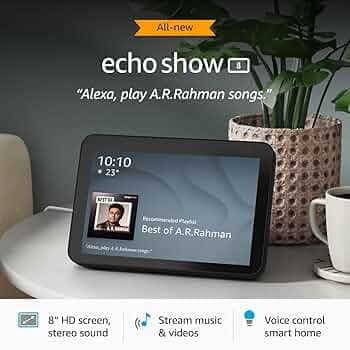 Certified Refurbished Echo Show 8 (2nd Gen) - Smart speaker with 8" HD screen, stereo sound & hands-free entertainment with Alexa (Black)