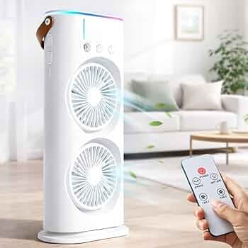 Portable Mini Cooler Rechargeable Air Conditioner Water Cooler Small AC for Office, Home Cooling, Summer Fan Evaporative Brush USB Compatible Stickers Cleaning 3 Fast Speed (Ac Mini) (Double Fan)