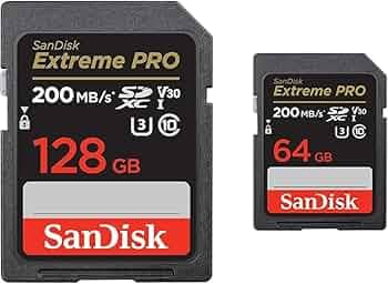 SanDisk Extreme Pro SD UHS I 128GB Card for 4K Video for DSLR and Mirrorless Cameras 200MB/s Read &