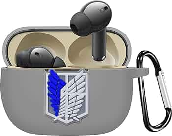 New Silicone Case Compatible with Realme Buds T310 & Realme Buds N1, Soft Silicone 360° Full Protection Dust-Proof Shockproof Case Cover with Hook (Cover Only) (Attack on Titan)