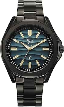 Fastrack Vyb Drift Quartz Analog Blue Dial Black Stainless Steel Strap Watch for Men - FV30038NM01W