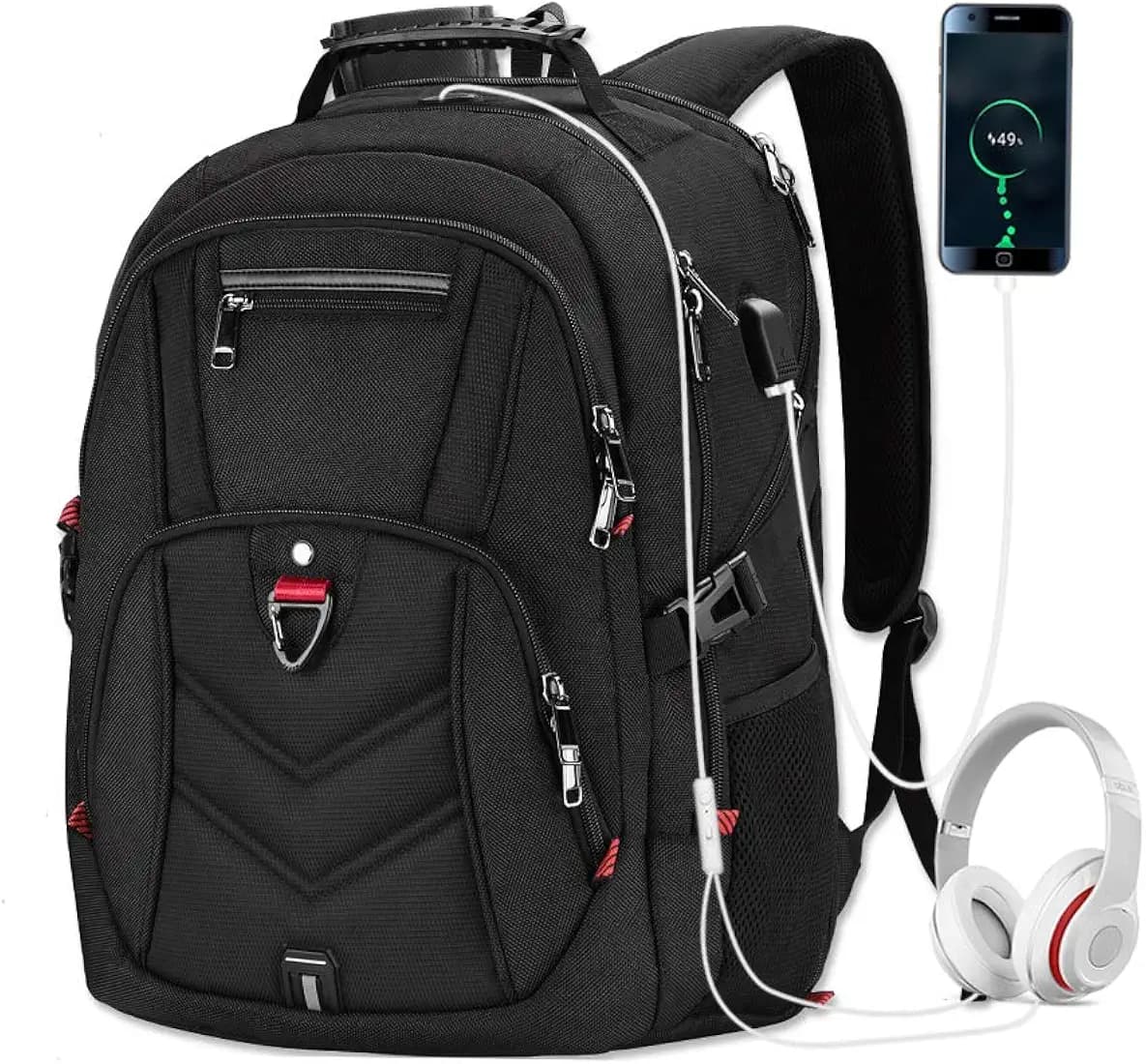 Laptop Backpack 17 Inch Business Travel Backpacks for Men Women Extra Large Waterproof TSA Anti Theft College School Bookbags with USB Charging Port 17.3 Gaming Computer Backpack 45L