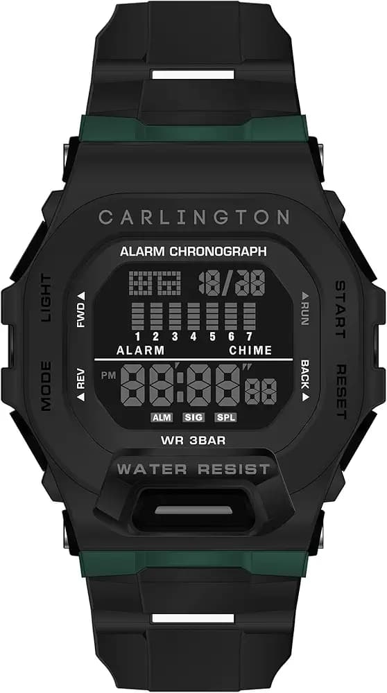 Carlington Digital Sports Watch, Dual Time, Alarm, Calendar, Stopwatch, Water-Resistant, Shock-Resistant, Back Light Display. The Perfect Watch for Men - CT 2106