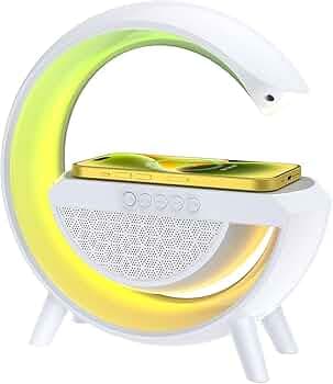 MERISH G-Shape Atmosphere Lamp Bluetooth Speaker Desk Table Lamp with Wireless Charger LED Light | FM Radio | 7 Light Colour Modes | Bluetooth Music |15W Fast Charging (Multicolor)