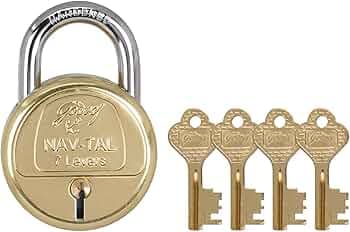 Godrej Padlock | Navtal 7 Lever with 21mm Shut Height | 65mm | Heavy Duty Brass Lock with Hardened Steel Shackle | 4 Keys | for Main Doors, Gates, Shutters, Lockers & Warehouses | 1 Yr Warranty
