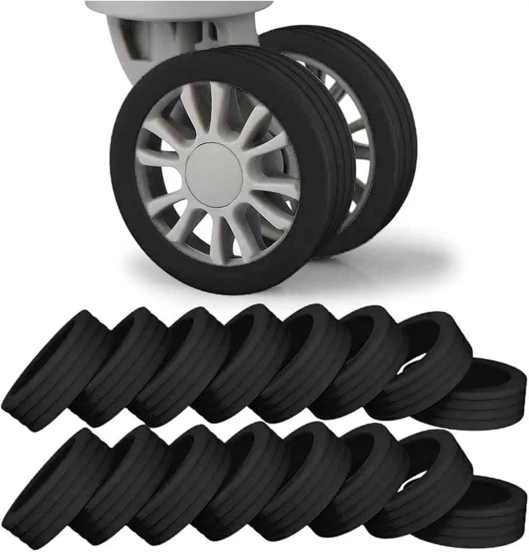 Luggage Wheel Silicone Protector Cover for Trolley Bag Suitcase Spinner Wheel Bag/Chair with Shock Absorption Black (4)