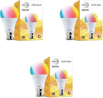 wipro NS9200 B22D Wi-Fi Enabled Smart LED Bulb for Amazon Alexa & Google Assistant (9W, White) | Pack of 3