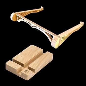 SNOOGG Ergonomic Wooden Laptop & Mobile Stand – Portable, Foldable Desk Riser | Adjustable Universal Holder for Laptops 10-12 Inch & Phones | MacBook, Dell, HP, Lenovo Compatible