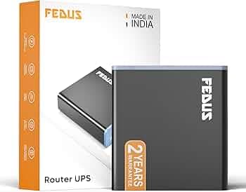 FEDUS Mini UPS for WiFi Router 12V 2A 4400mAh BIS Certified Battery Up to 4 Hours Backup, Zero Lag Switching Power Backup for JioFiber, Airtel Xstream, BSNL & All Dual Band Routers | 2 Year Warranty