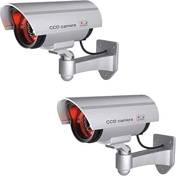 AARKRI SALES Dummy CCTV Camera with Flashing Red LED Light – Realistic Bullet Design for Indoor & Outdoor Use – Waterproof, Wall Mount – Ideal for Home, Office, Storefront Security (Pack of 2)