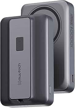 Muvtech TURBOBRIC Qi2 Certified Wireless 3-in-1 Power Bank 10000mAh 35W PD Fast Charging | Type-C in/Out | Built-in Kickstand & Cables | Compatible with iWatch, AirPods, iPhone, Samsung, & Qi Devices