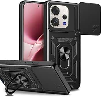 AESTMO Tough Armor Vivo V70 5G / V70 Elite 5G Bumper Back Case Cover | Ring Holder & Sliding Camera Shield Cover | 360 Degree Protection Back Case Cover for (Black)