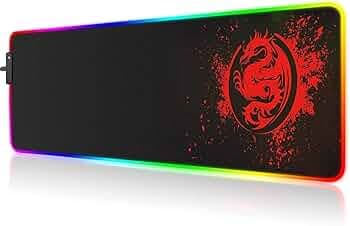 SPEED RGB Gaming Mouse Pad, Soft Glowing 14 LED Modes, Gaming Desk Keyboard Pad, Mouse Mat, Non-Slip Rubber Base - 78x30 cm - Red Dragon