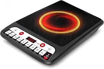 2000W Induction Cooktop with Slide Touch Control, 4-Digit LED Display, 9 Temperature Levels, 4-Hour Timer, Crystal Glass Surface, Energy Efficient Portable Induction Cooker