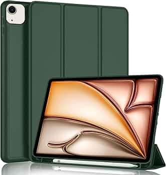 WHITBULL Premium Series Leather Smart Flip Case Cover with Pen Holder Compatible with iPad Air 13 inch M3/M2 (2025/2024) -Green