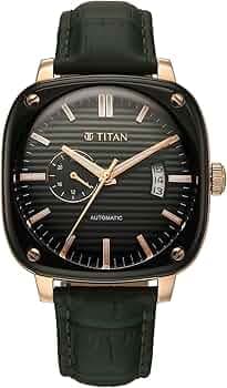Titan Vintage Concealed Automatic Analog with Green Dial Green Leather Strap Watch for Men - 90225KL01