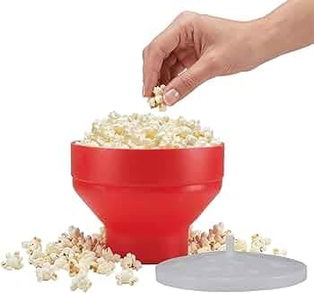 KARP Silicone Microwave Popcorn Popper Maker Foldable Bowl with Lid, BPA-Free and Dishwasher Safe