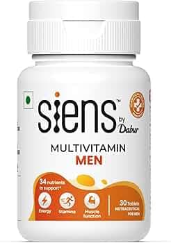 Siens By Dabur Multivitamin for Men-30 tablets | Enriched with 34 nutrients to Support Overall Health, Energy, Stamina & Muscle Function