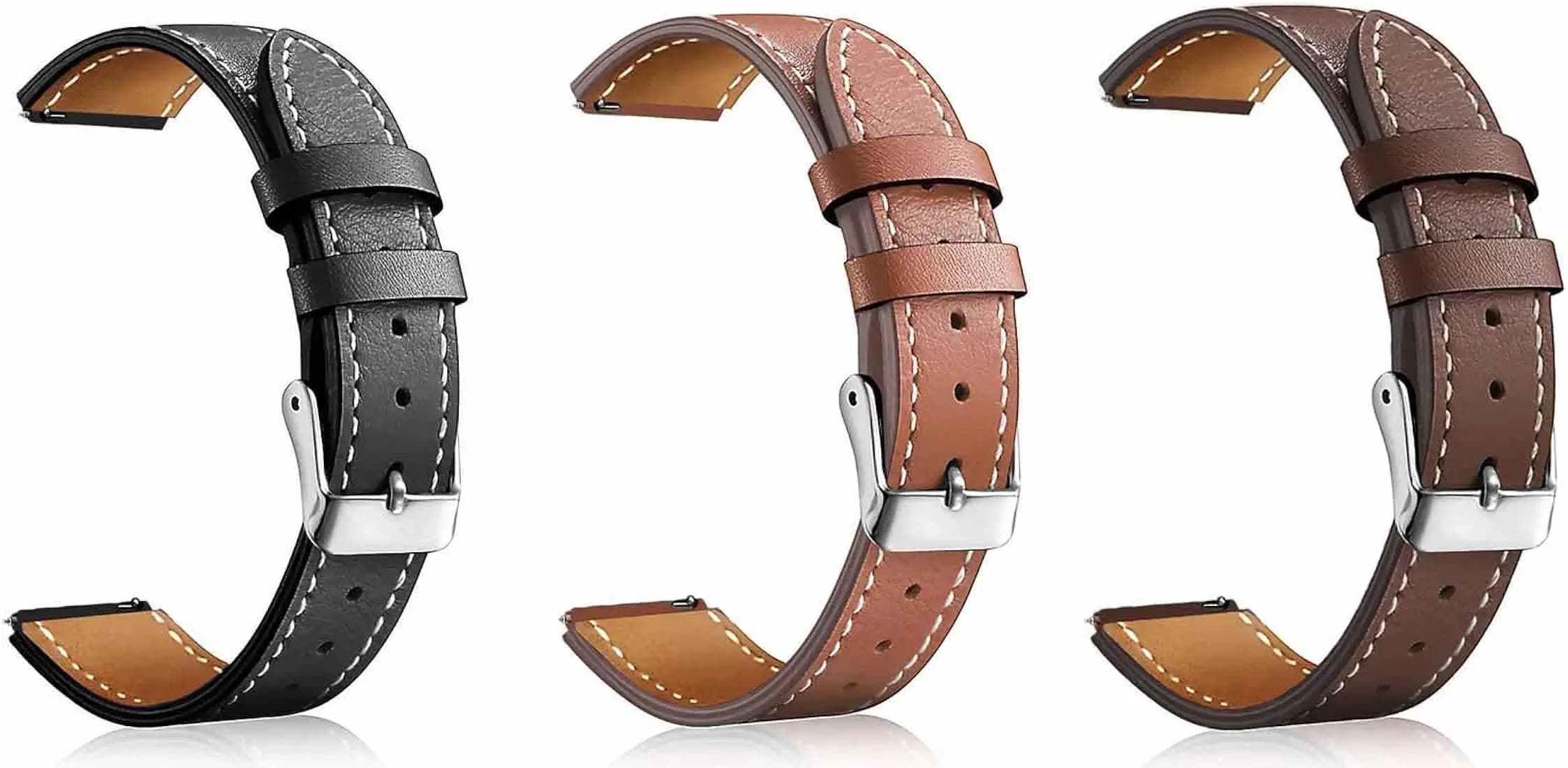 ADAMO Genuine Leather SmartStrap for Men and Women with Multiple Colors and Sizes 20mm and 22mm (Color and Size Options Below)