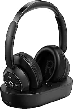 ROSIDA Wireless Headphones for TV Watching, Wireless Headphones for Seniors with Transmitter Charging Base, Bluetooth Headsets for TV, No Audio Delay, Gift for The Seniors or Parents, Black