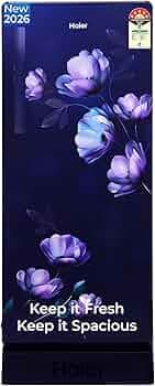 Haier 190L 4 Star Direct Cool Single Door Refrigerator | Toughened Glass Shelves | Fast Ice Making in Just 60 minutes | Large Veg Box| Easy Clean Back (HED-204TMIBA-N, Marine Ivy, Base Stand)