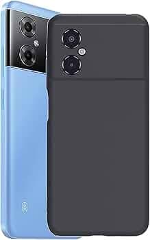 PhoneArmor Durable Black Silicone Back Cover for Poco M4 5G Back Cover with Camera Protection - Protect Your Phone from Drops and Scratches (KL1110)