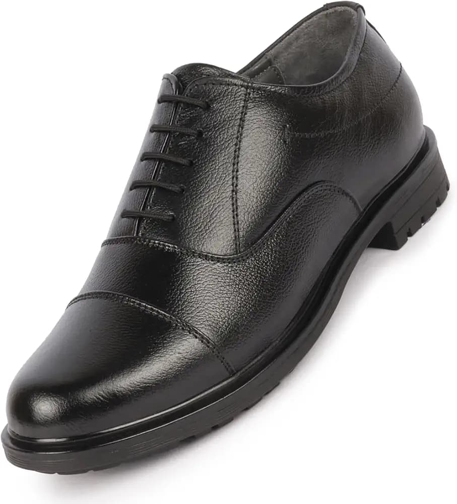 FAUSTO Men's Genuine Leather Formal Office Comfort Broad Feet Oxford Lace Up Shoes