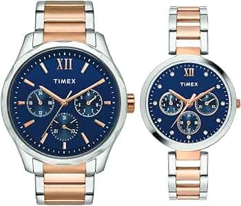 TIMEX Empera Analog Watch for Unisex with Blue Round Dial & Two Tone Stainless Steel Bracelet Band Water Resistant Unisex Wrist Watches - TW00PR267