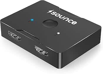 Sounce Premium High-Speed Bi-Directional HDMI 2.0 Switch 2 in 1 Out 4K 60Hz Splitter Supports 3D HDCP 2.2 for PS5 PS4 Xbox Series X/S Blu-Ray Player TV Stick HDTV Projector and PC Monitor Black