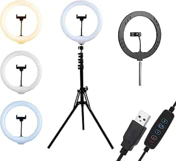 DIGITEK® (DRL-14C) 14 Inch LED Ring Light with 5ft Stand & Smartphone Mount - USB Powered, Color Switch Mode, Brightness Control, Dual Temperature - for Photo & Video Shoots, Makeup, Vlogging!