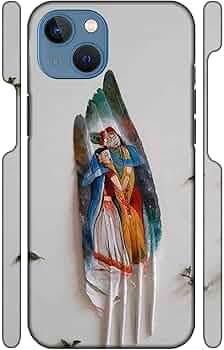 Radha Krishna on Pigeon Feathers | Designer Printed Hard Back Cover for Apple iPhone 13 Mini Premium, Attractive, and Uniquely Crafted Smartphone Case