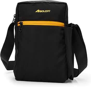 Boldfit Sling Bag for Man Unisex Cross Body Side Bag for Man Small Side Bags for Woman for Travel, Gym Mini Messenger Office Adjustable Shoulder Bags - Black