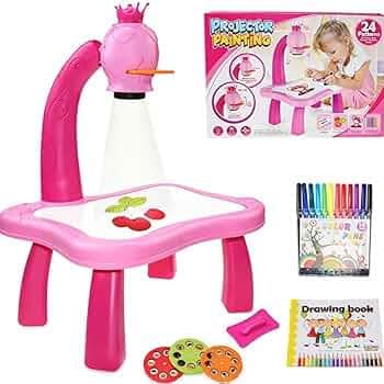 Dimitra Plastic Drawing Projector Table for Kids | Trace & Draw with Light-Music | Smart Projector Sketcher Desk | Learning Projection Painting Machine for Boy Girl 3 + Years Old (Multicolour)