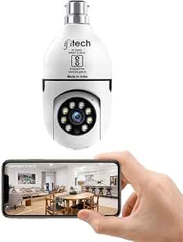 IFITech 1296p (3MP) Full HD Smart Wi-Fi CCTV Home Security Camera | 360 Degree View | Pan Tilt Bulb Camera | 256 GB SD Card Support (Not Included) | Perfect for Home, Office Monitoring