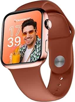 CrossBeats Ignite Cube 1.9" HD Screen Bluetooth Calling Smartwatch Rotating Crown, 60Hz Refresh Rate, 550 NITS,100+ Watch Faces, Sports Mode, Built in Speaker & Mic,HR SpO2 BP Monitor (Gold)