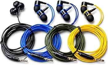 Vami Stores Wired Headphones with Mic, HD Sound with High Bass, 3.5mm Jack, Set of 4