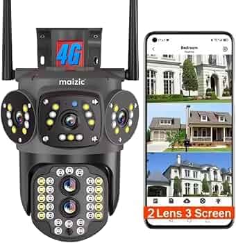 Maizic Smarthome 4G/5G Dual-Lens PTZ Outdoor CCTV Camera for Home 5MP+5MP | Triple Screen View | Night Vision | Two-Way Audio | IP66 Waterproof | Motion Detection | microSD up to 256GB