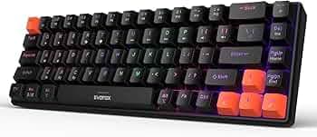 EvoFox Katana S Mini Mechanical Keyboards Wireless | Tri-Mode (3X BT, 2.4GHz & Wired) Connectivity | Hot-Swappable Red Switches | 68-Key Compact | Rainbow Backlight | Rechargeable Battery