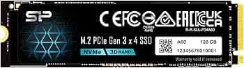 SP Silicon Power P34A60 128GB NVMe PCIe M.2 SSD, 3D NAND with SLC Cache, Up to 2,200MB/s, M.2 2280 Internal Solid State Drive for Desktop Laptop PC Computer