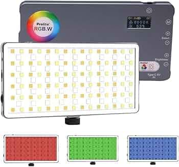 Prolite RGB Pocket LED 12W Video Light with Built-in 4000mAh Rechargeable Battery, Type-C Charging Cable, OLED Display, 21 Light Effect, Hard Carry Case | 96 CRI, 360° Brightness & Color Control